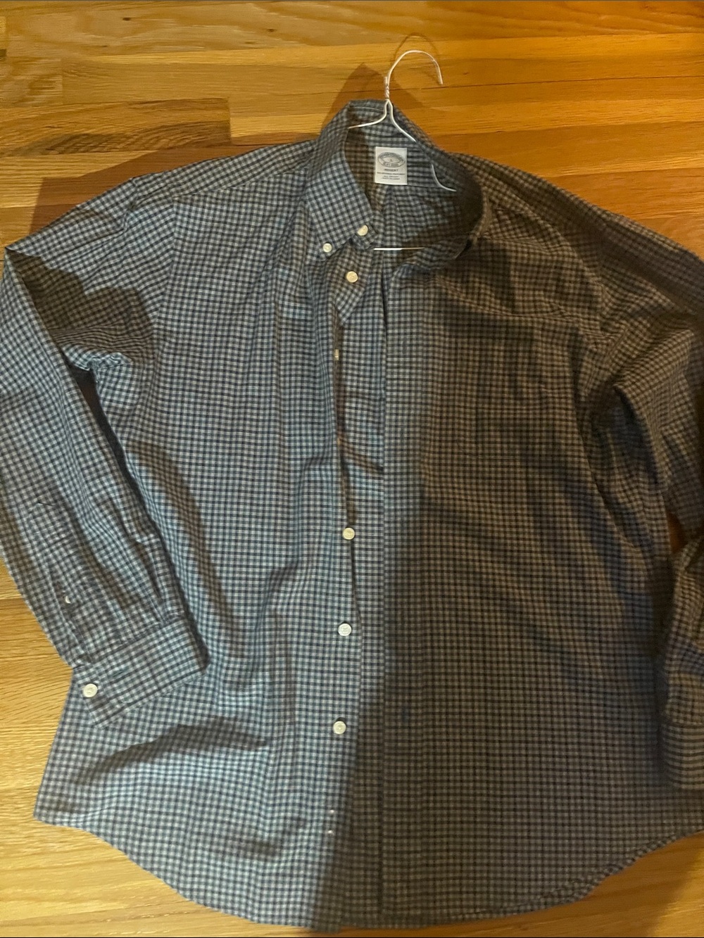 Brooks Brothers Men's Navy and Gray Micro-Check Button-Down Shirt